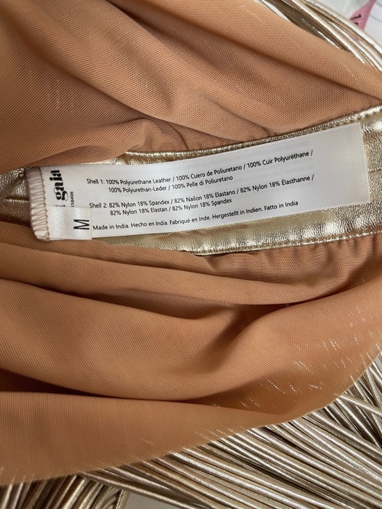 CULT GAIA Heidi Metallic Leather Draped Fringe Gold Midi Dress Size Medium - Picture 10 of 10